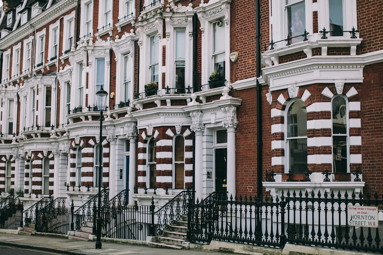 British terrace houses on a residential street — London property investment Zone 2 Zone 3